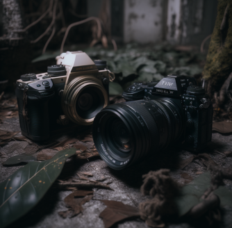 aps-c next to a full frame camera