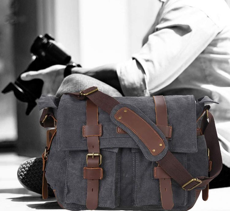 Kattee Leather Canvas Camera Bag
