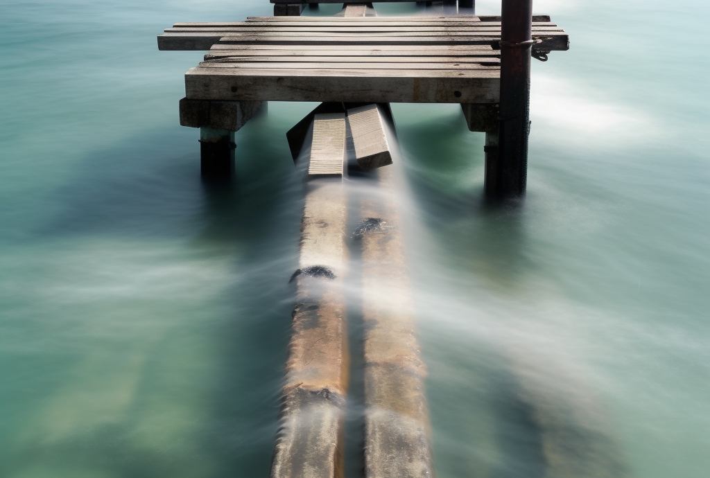 one point perspective photography of a dock